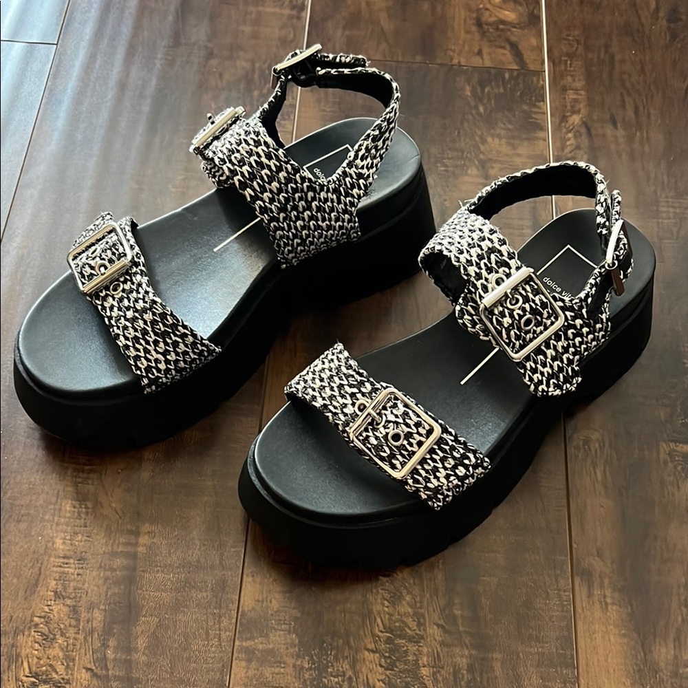 Dolce Vita Black and White Platform Sandals
